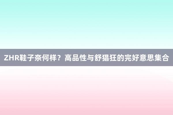 ZHR鞋子奈何样？高品性与舒猖狂的完好意思集合